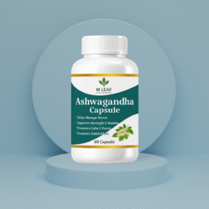 Mleaf Ashwagandha Capsules – Natural Stress Relief & Sleep Support – 60 Capsules